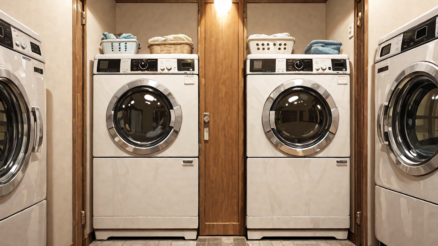 洗濯機の扉を開けて乾燥させている様子