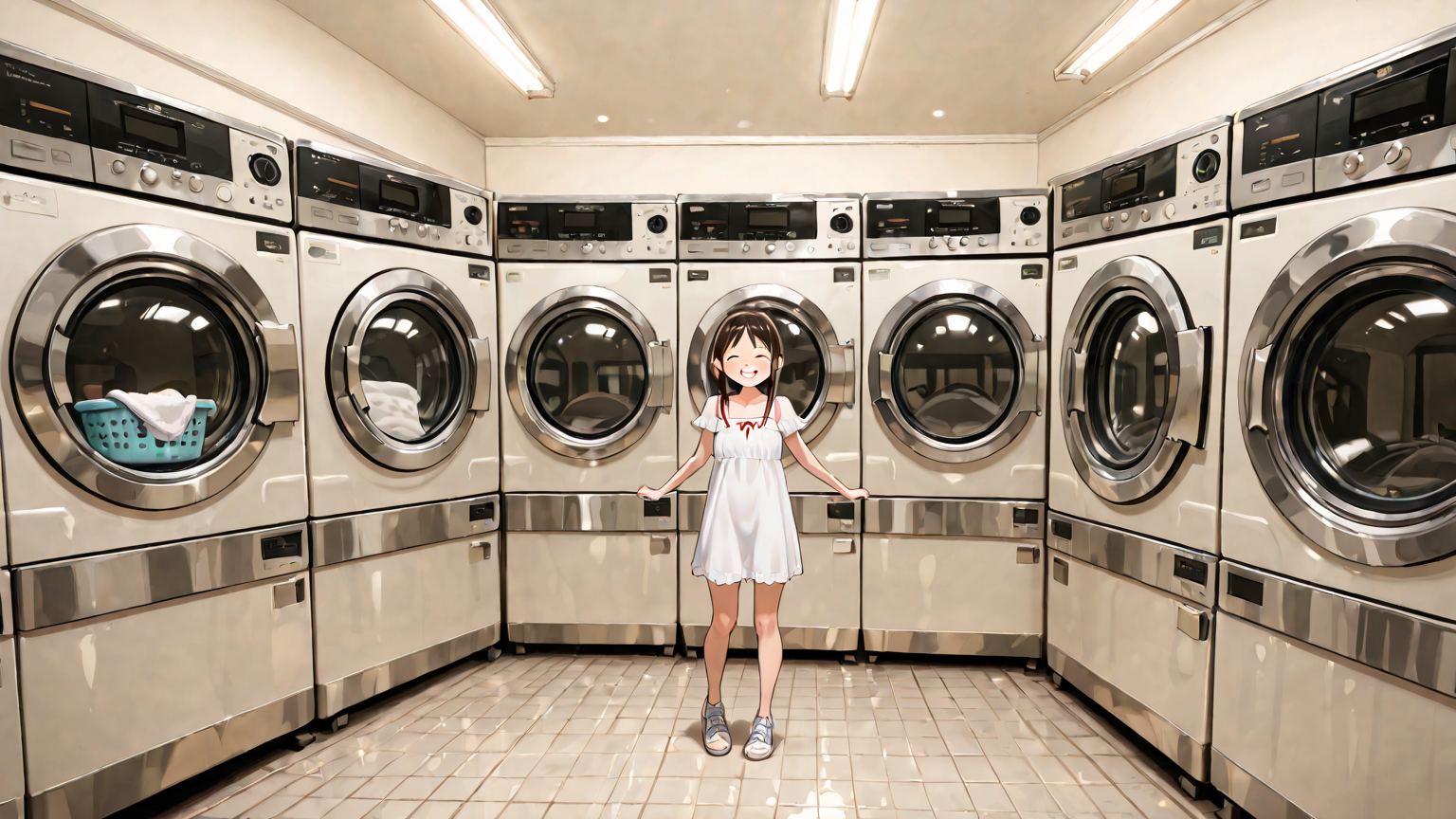 清潔な洗濯機と笑顔の家族