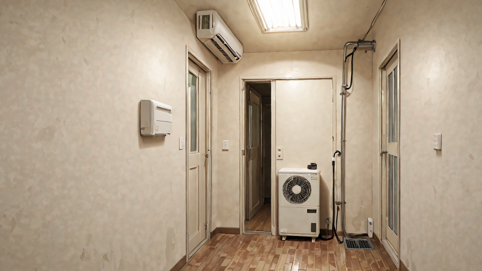 エアコンのフィルター掃除をしている様子