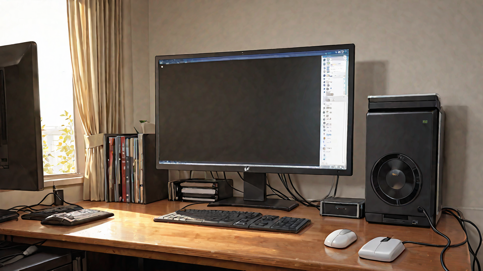 電源コードとモニターを確認する様子