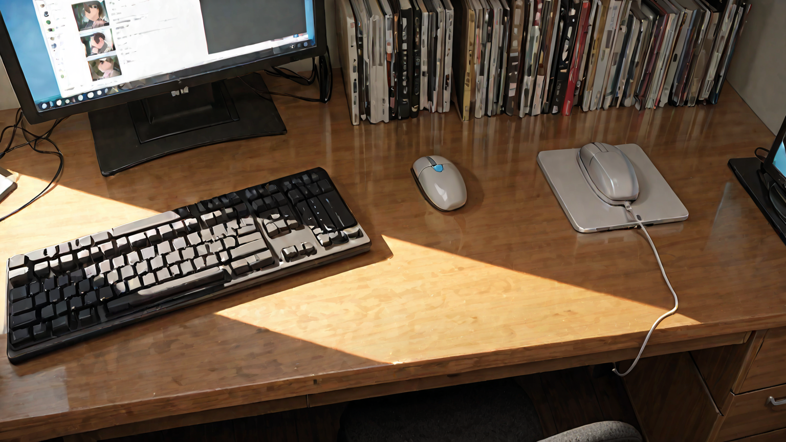 マウスの掃除をしている手元