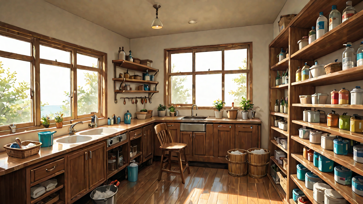 掃除用品の並んだイメージ