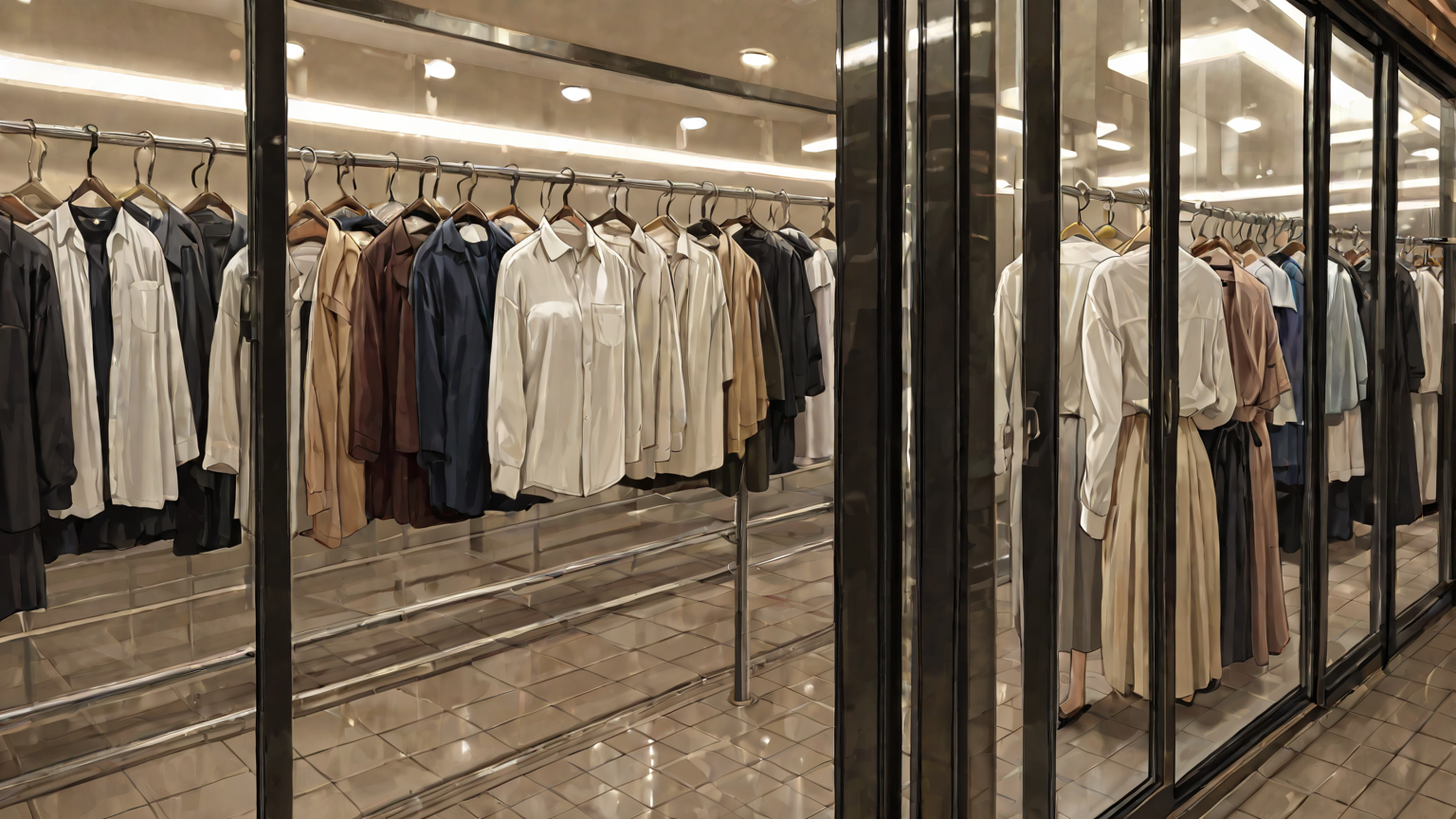 クリーニング店のカウンターとワイシャツ