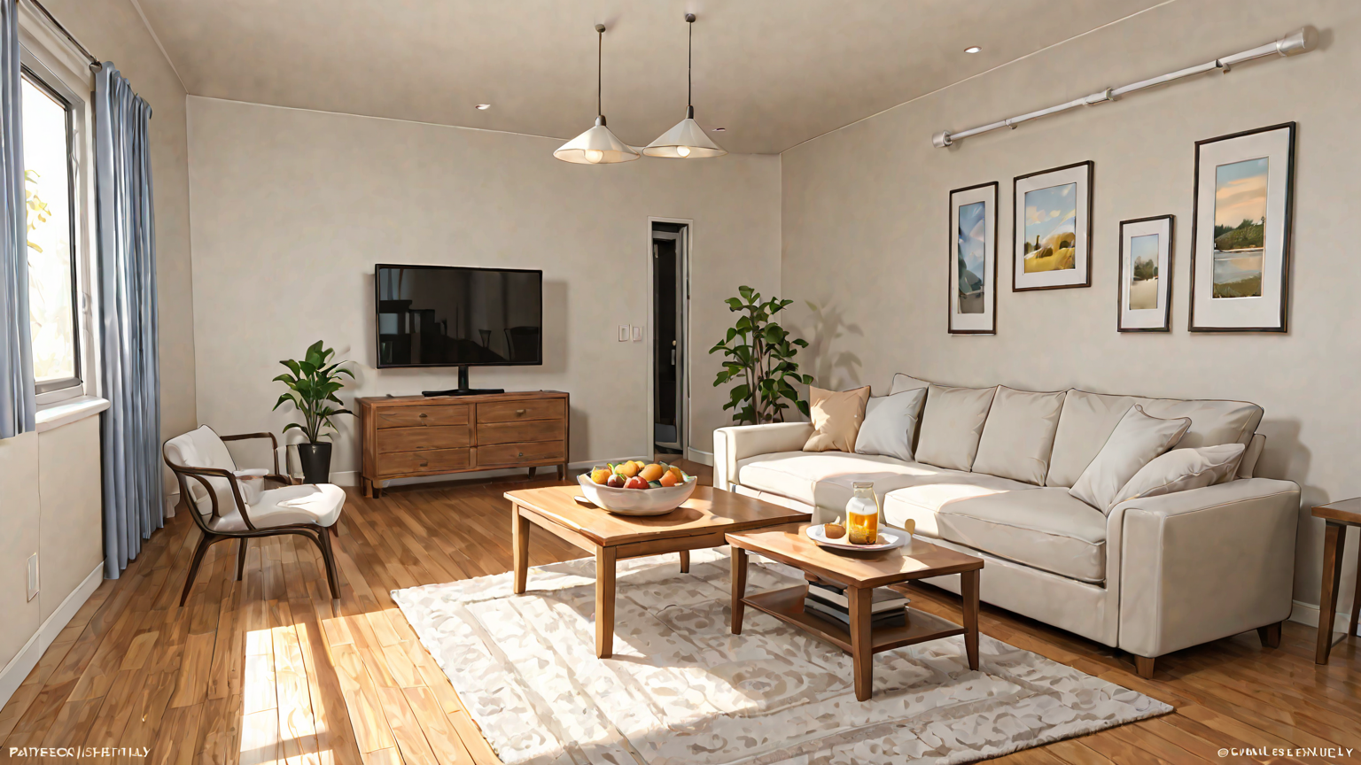 節約に成功した家庭の明るいリビング