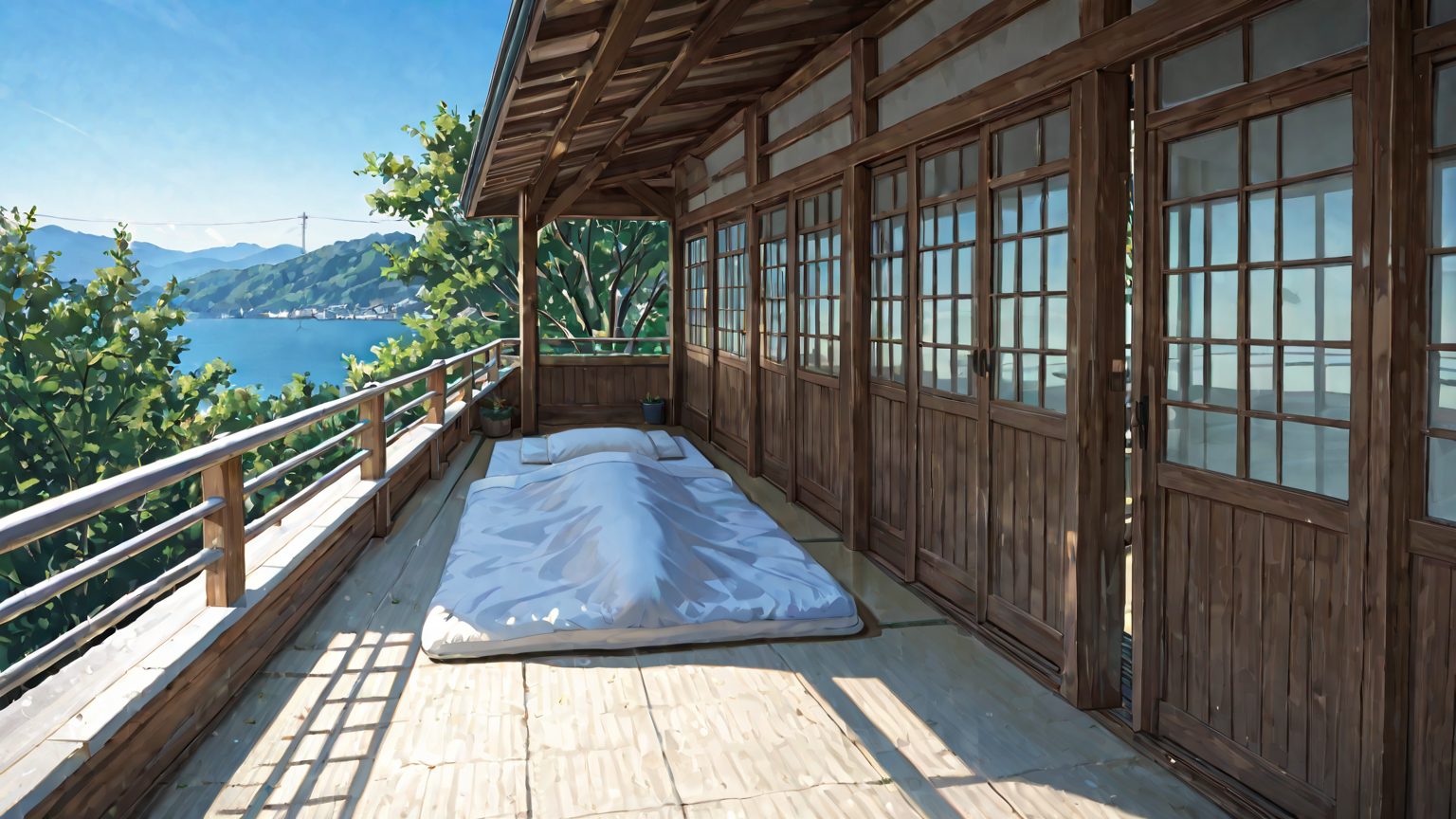 布団を天日干しする様子