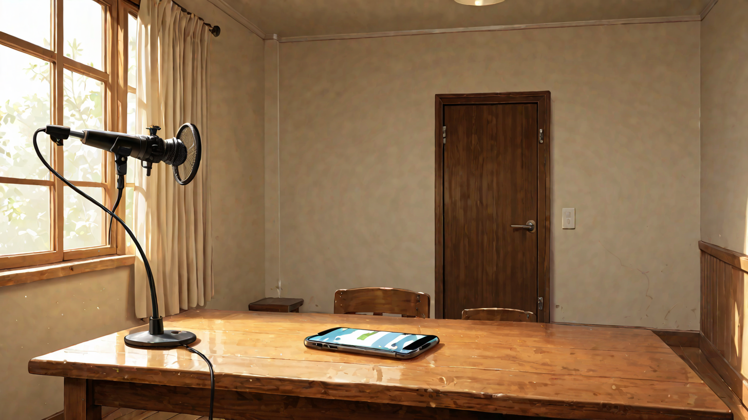 スマホのマイク部分をチェックする様子