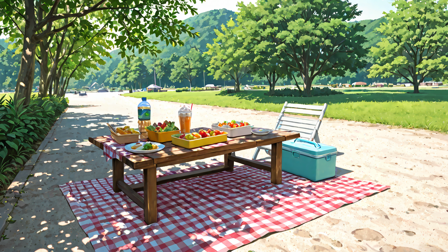 夏のお弁当と保冷剤のイメージ