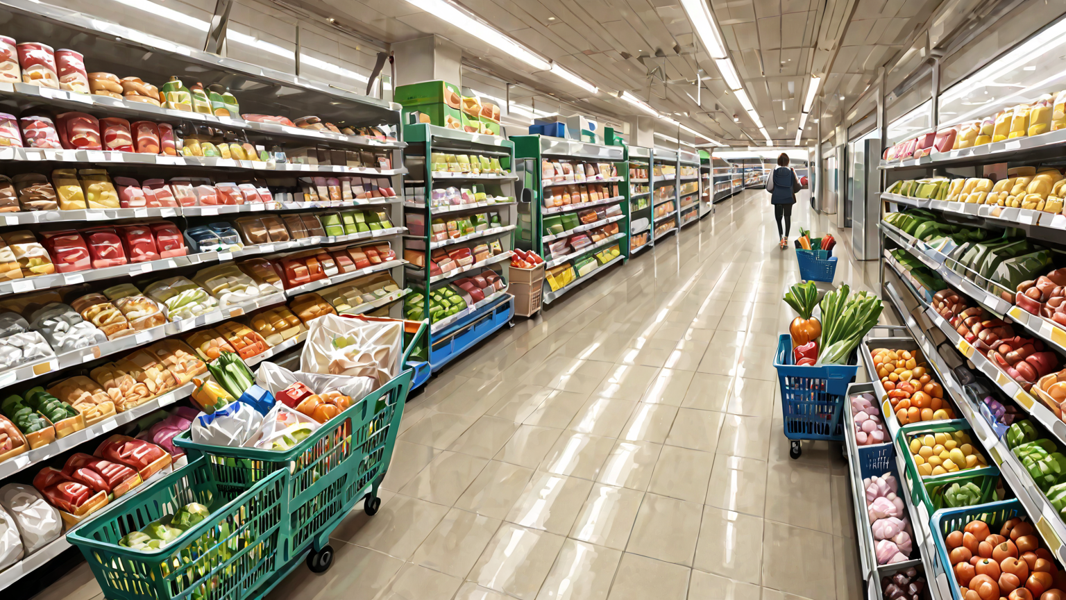 節約のためのスーパーでの買い物カゴ