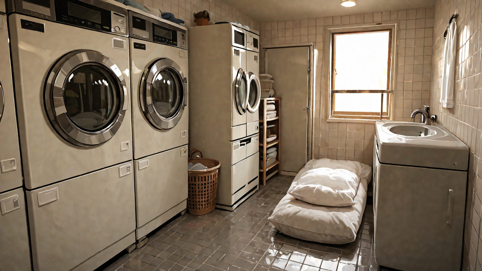 ポリエステル素材の枕と洗濯機