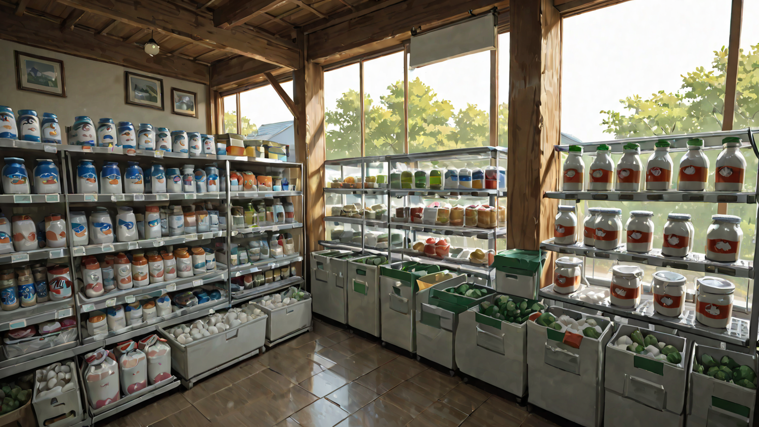 ヨーグルトを冷凍庫に入れる様子