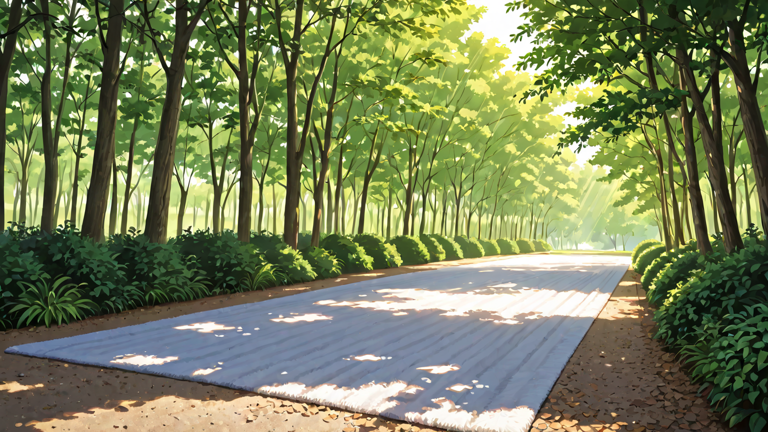 ラグを風通しの良い場所で平干しする様子