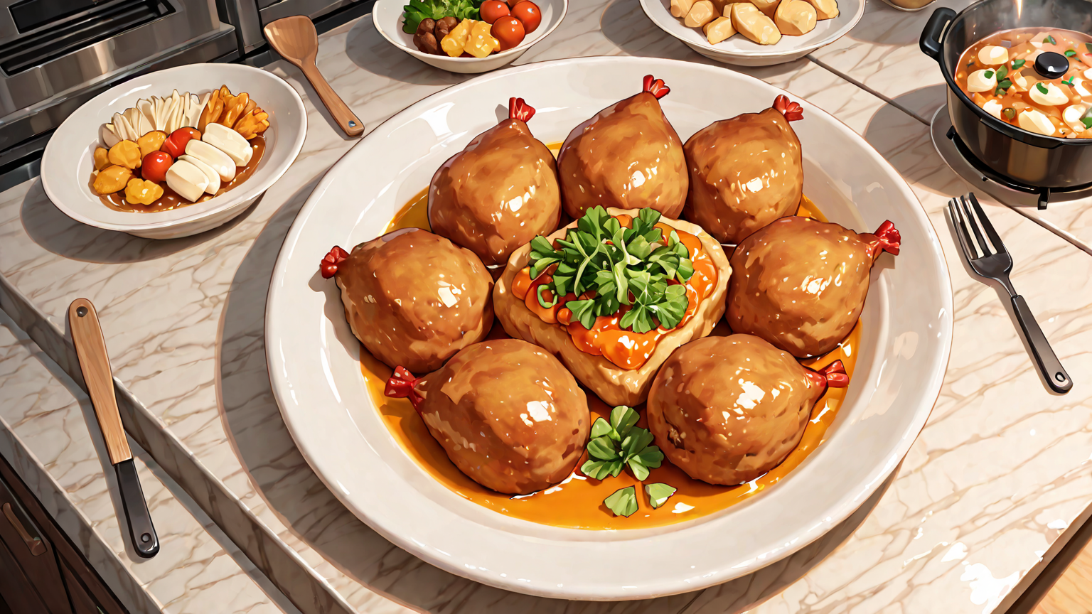 鶏もも肉に下味をつけている様子