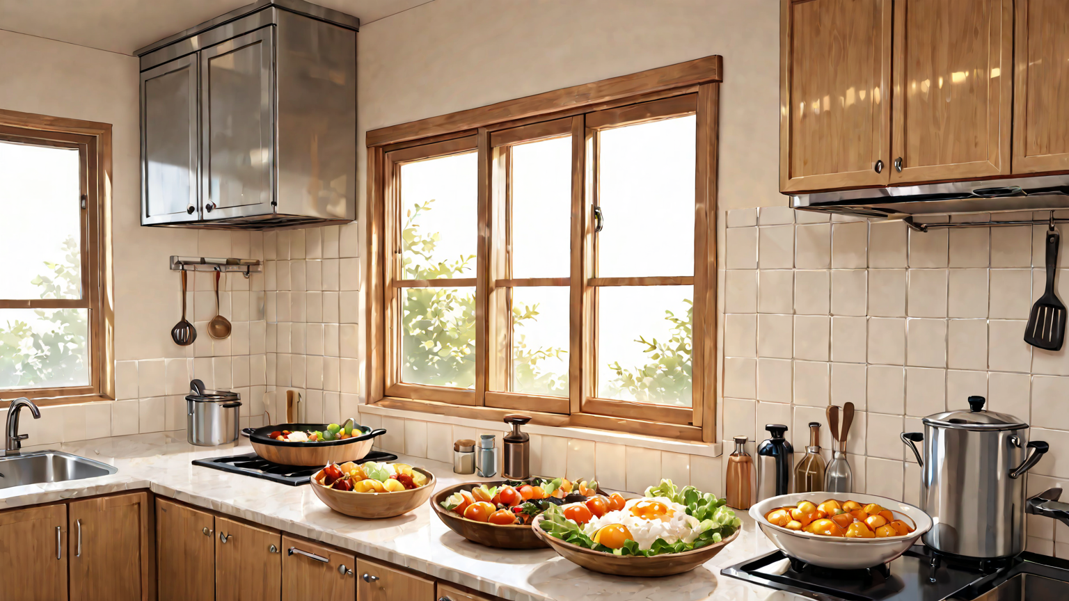 清潔なキッチンと保存容器