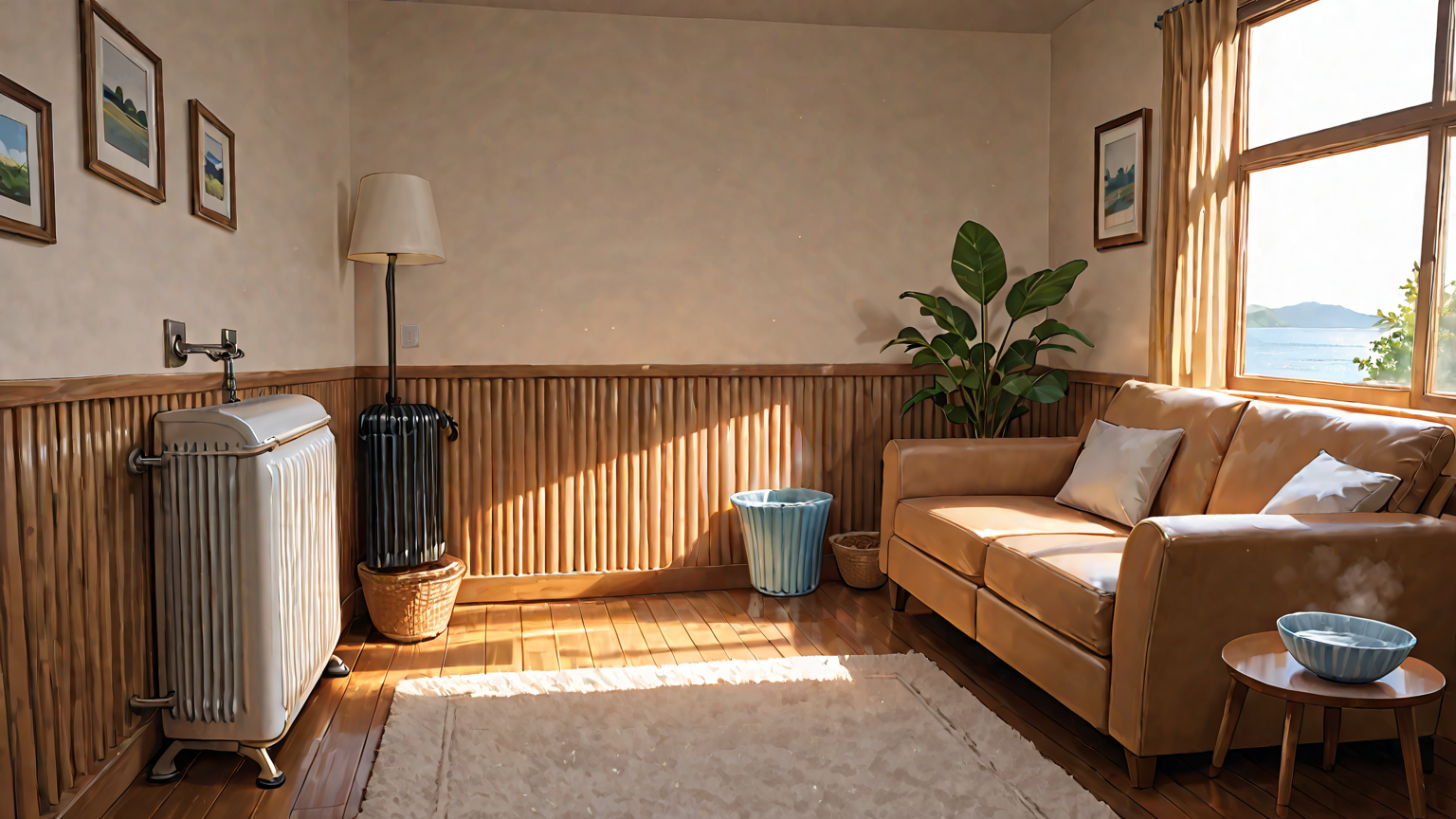 室内で加湿器なしに乾燥対策をしている様子