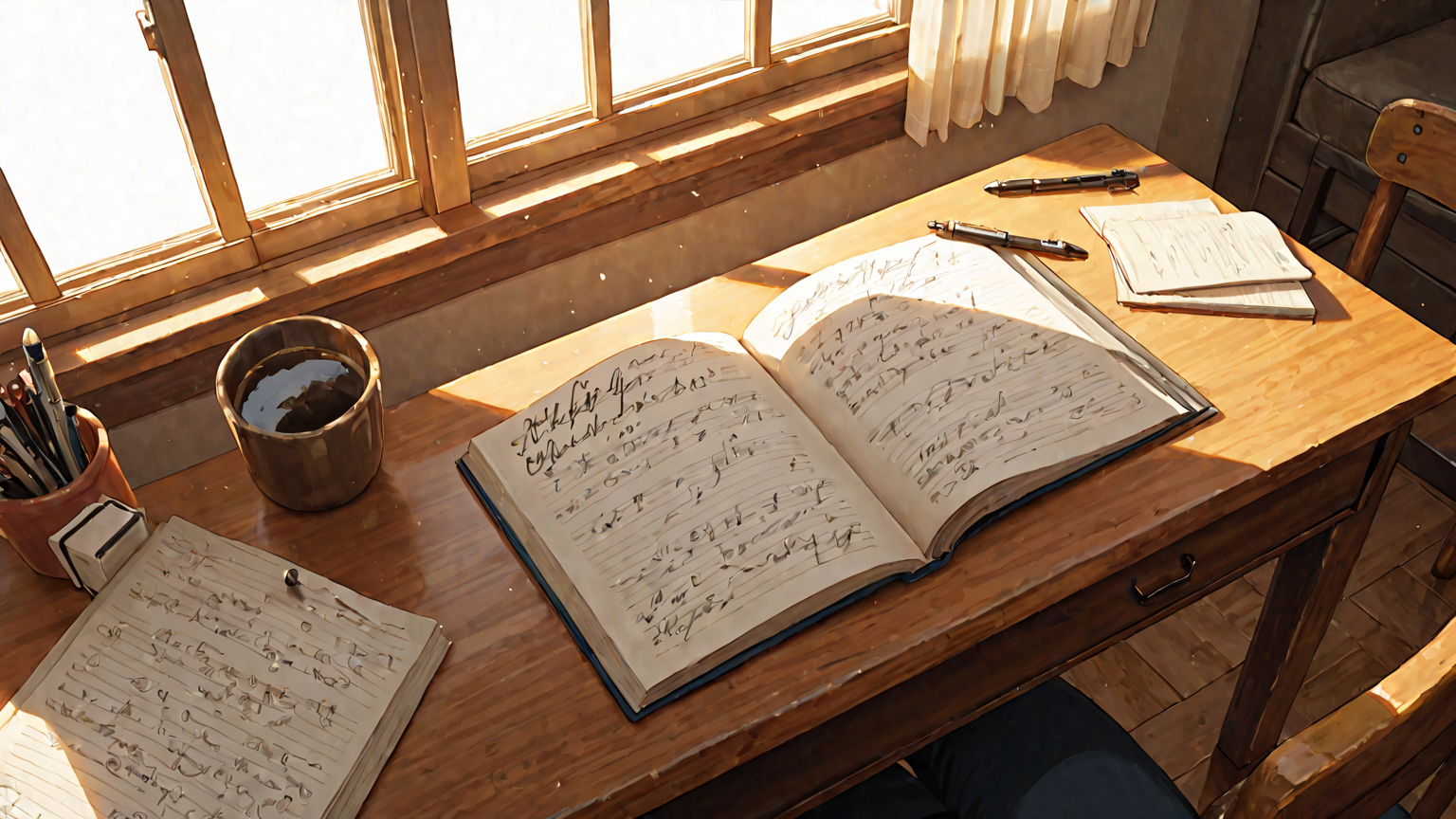 日記帳に乾燥対策の記録をつけているイメージ