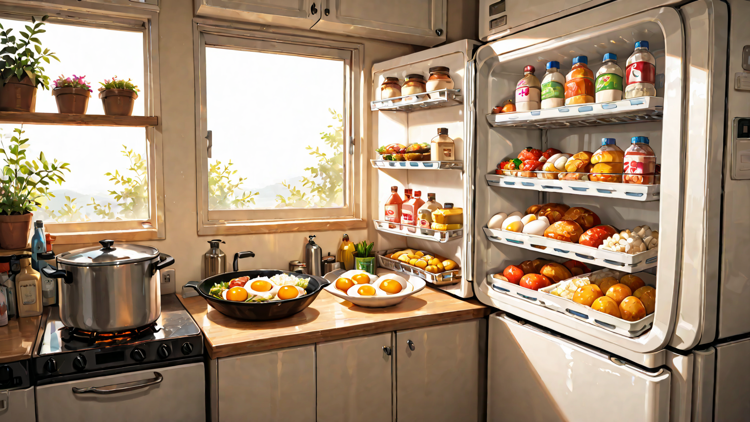 冷蔵庫の中で保存されたゆで卵