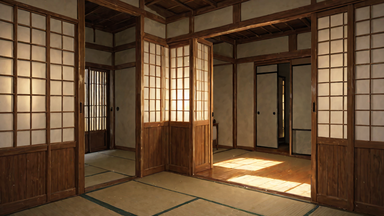 ふすまにふすま紙を貼っている様子