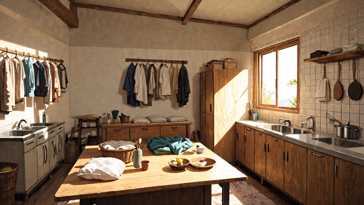 ワイシャツの襟にブラシをかける様子