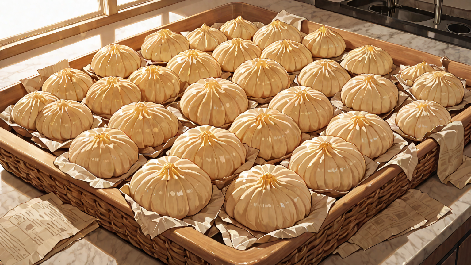 クッキングシートを挟んで冷凍保存している餃子の皮