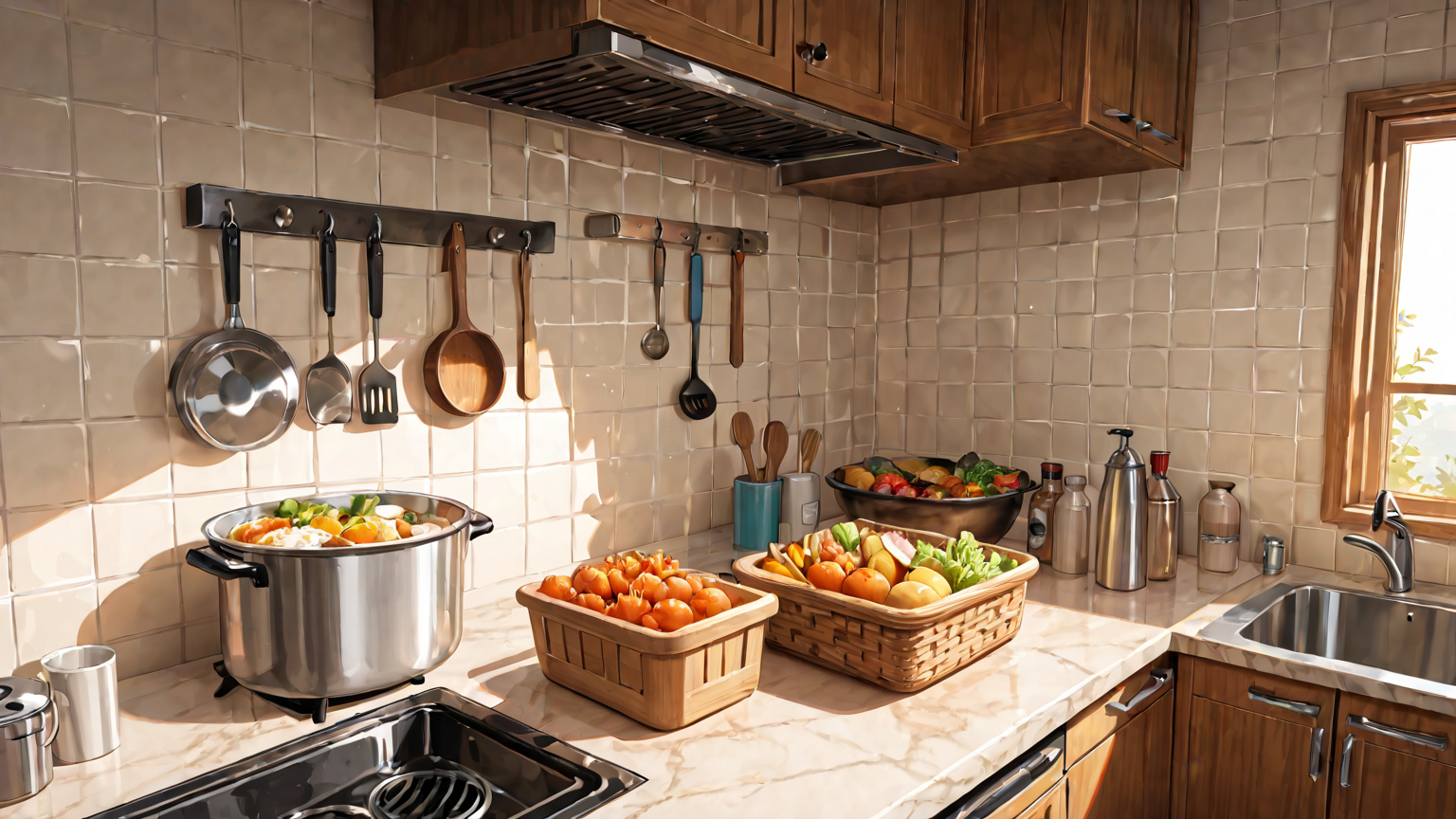 清潔なキッチンと保存容器