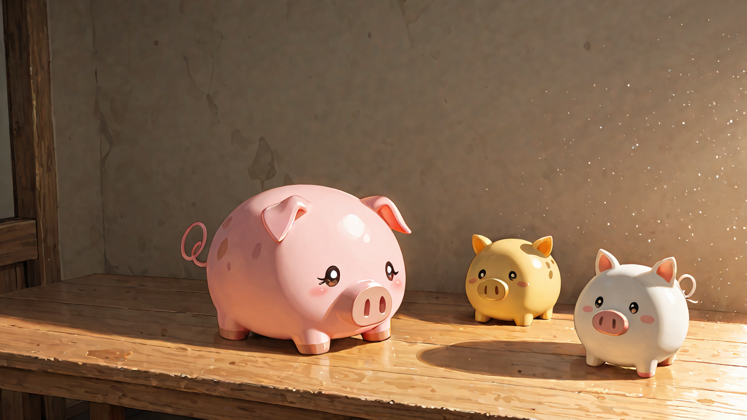 貯金箱と通帳が並ぶイメージ