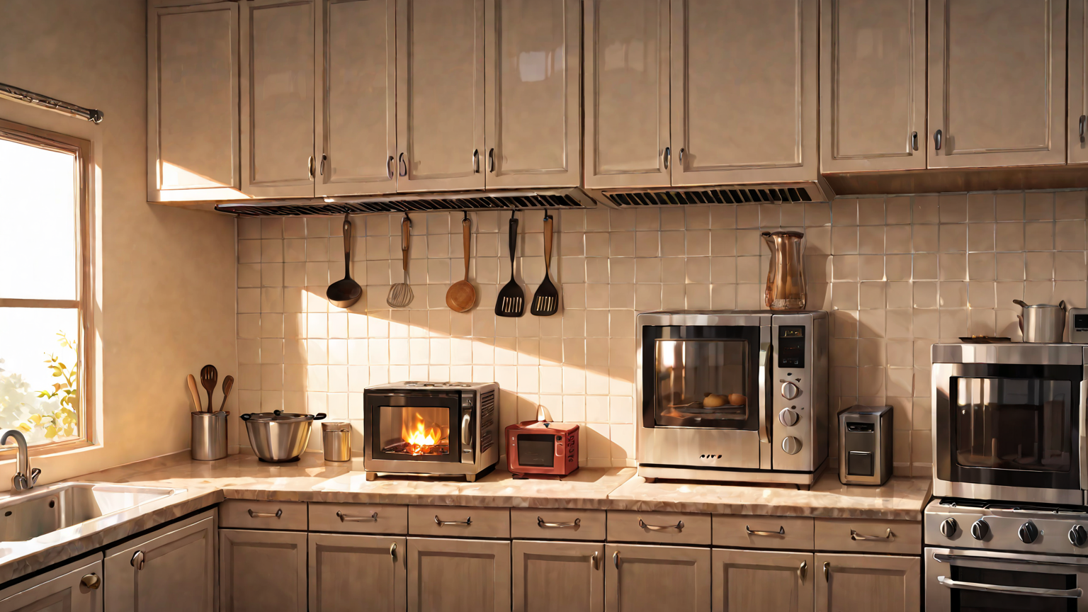 安全に電子レンジを使う家族のイメージ