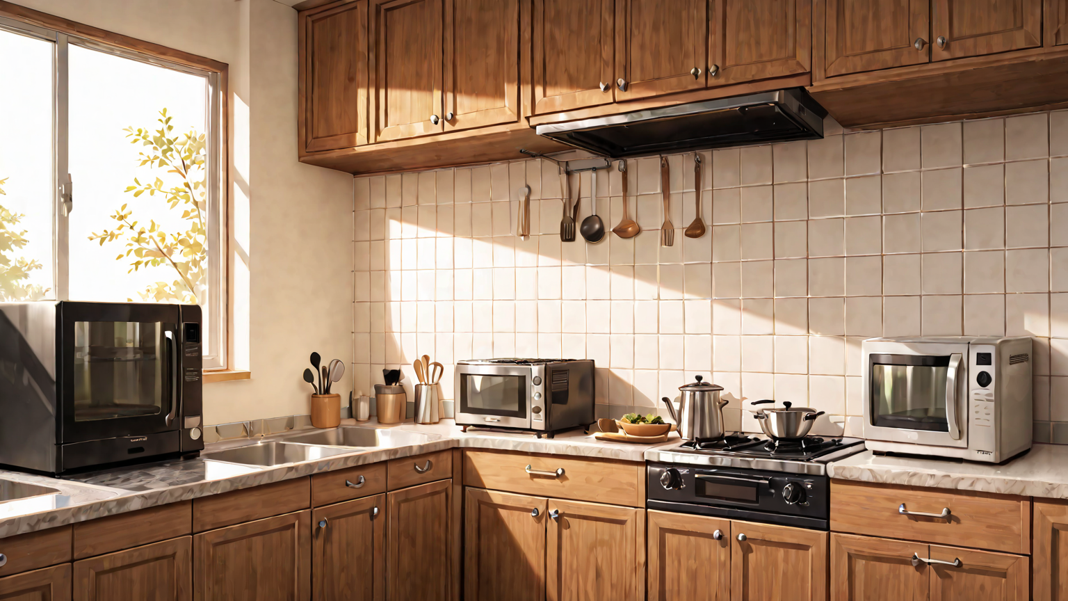 電子レンジの電源を切る様子のイラスト