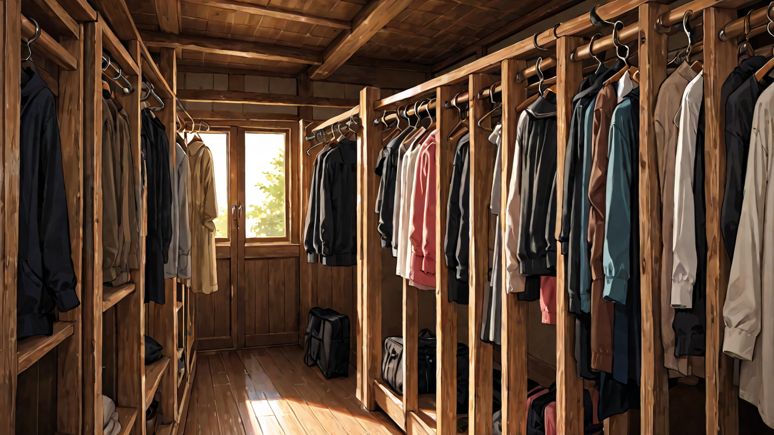 衣類が整然と並んだクローゼット
