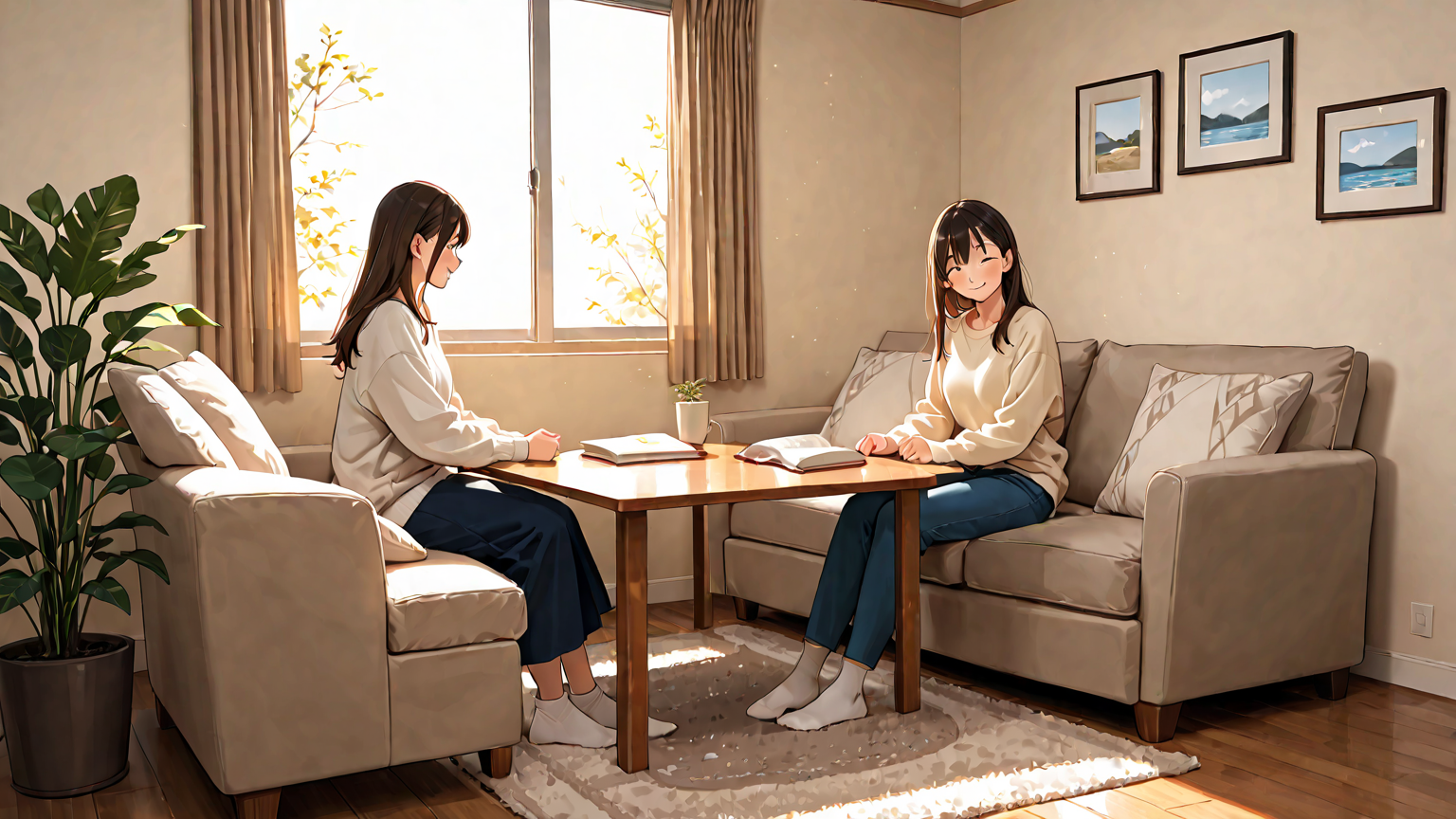 生命保険の書類を確認する家族