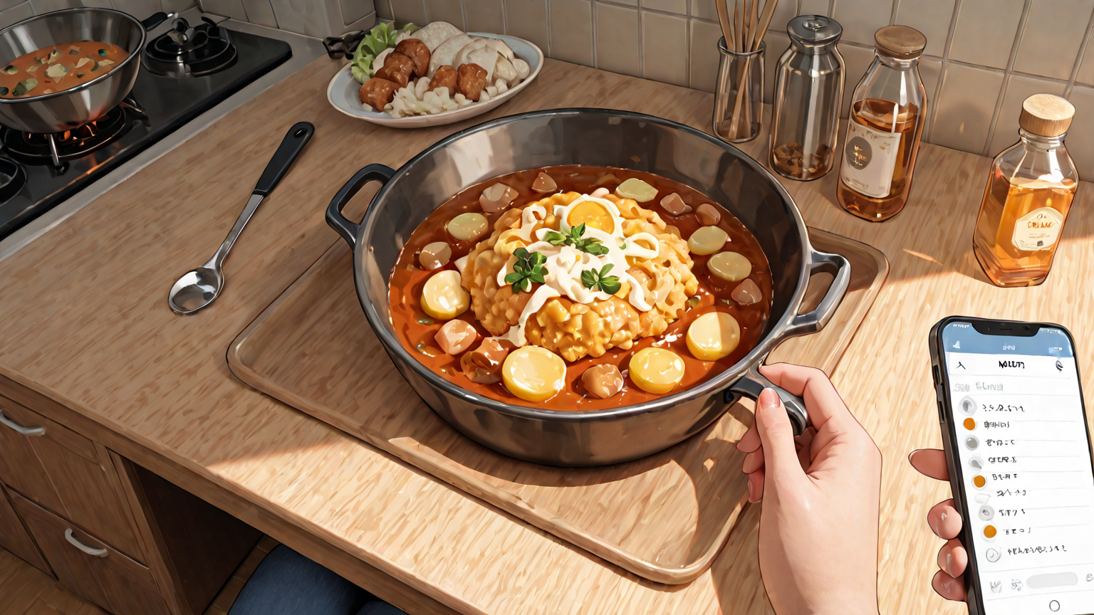 スマホで献立アプリを操作する様子