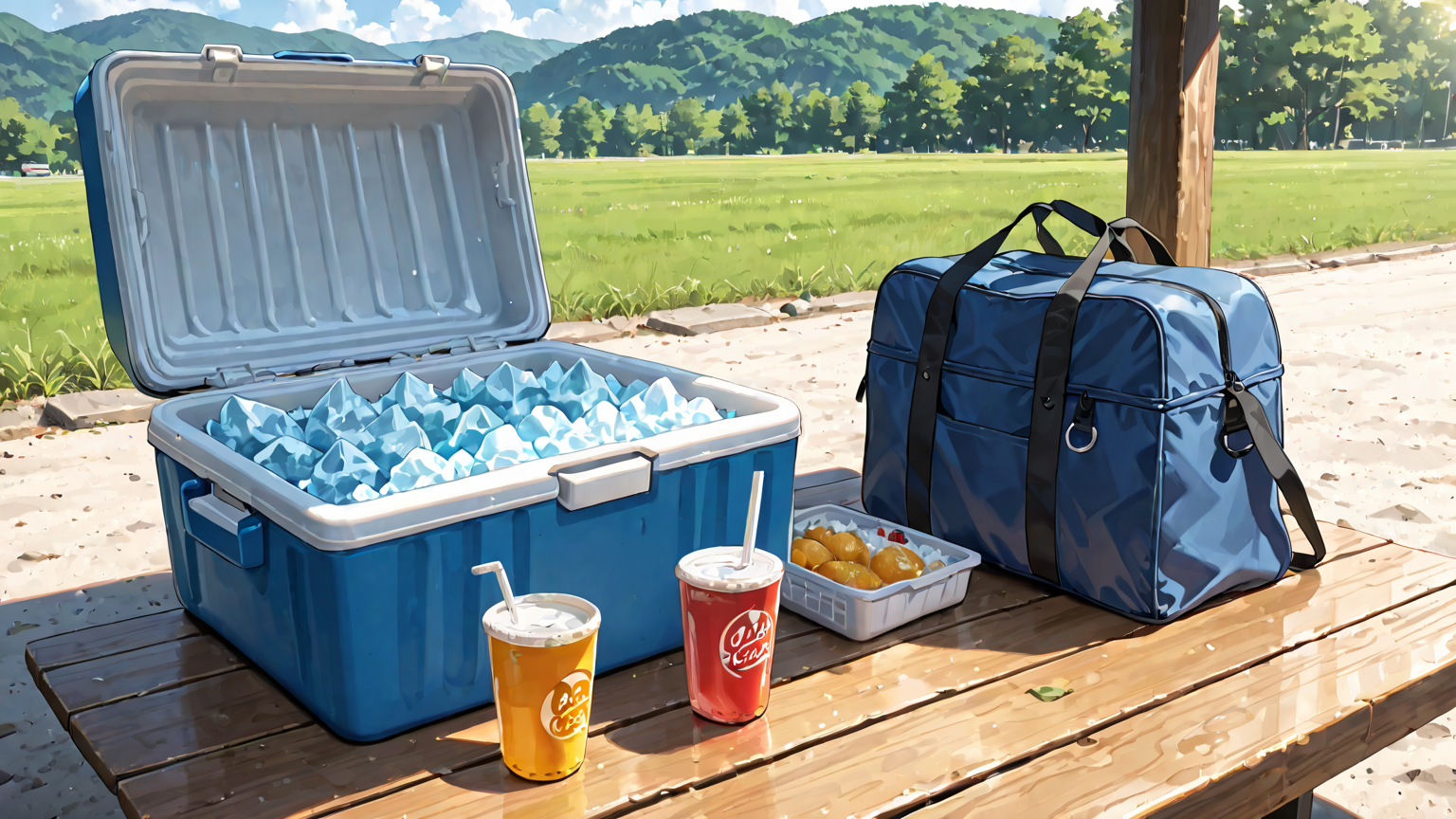 保冷バッグと保冷剤を使った弁当の持ち運び