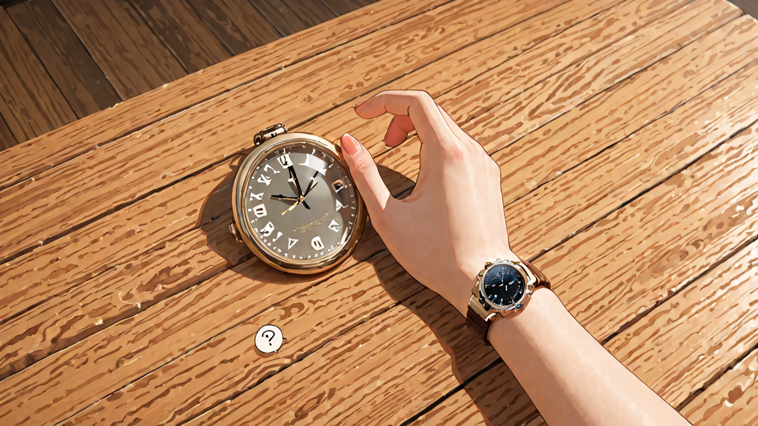 質問マークと腕時計のイラスト