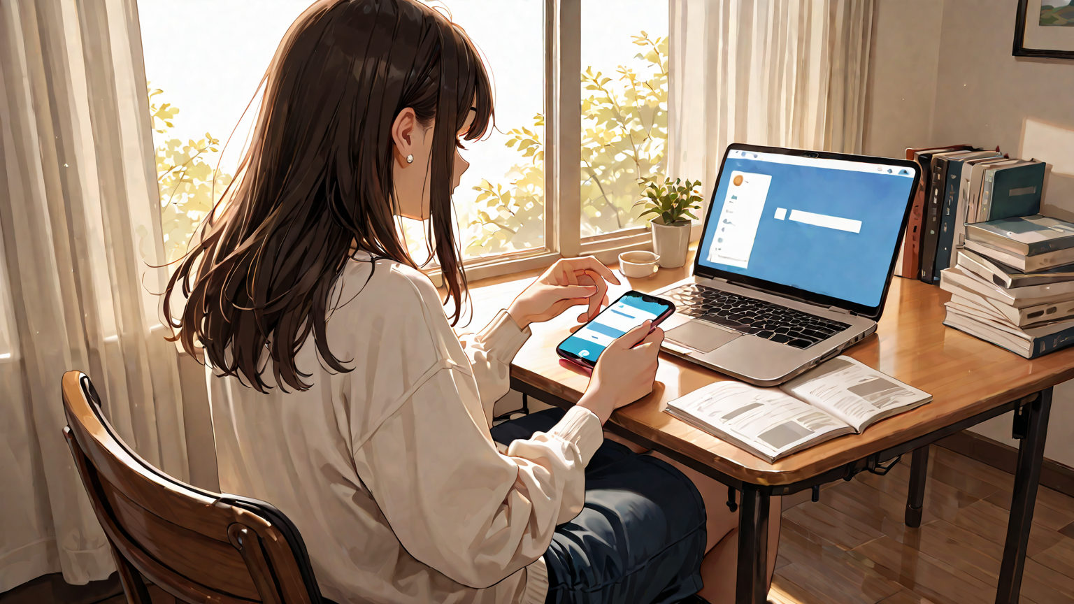 スマホでプランを比較している様子