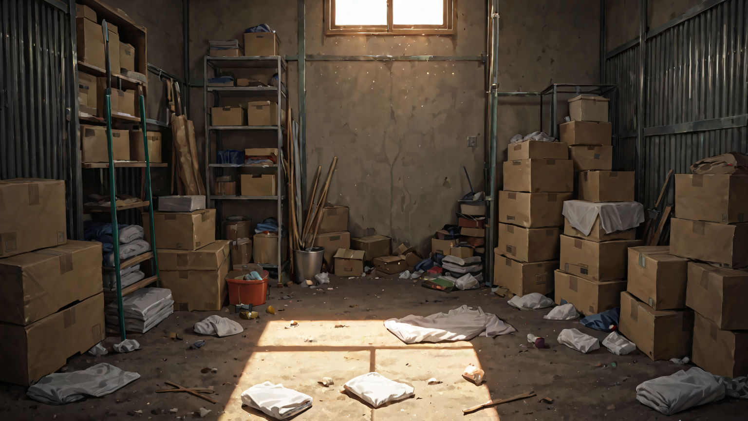 散らかったストックルーム