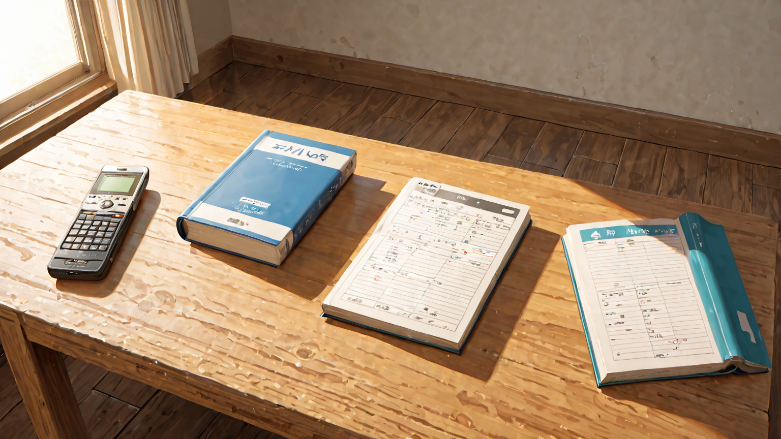 節約をイメージした電卓と家計簿