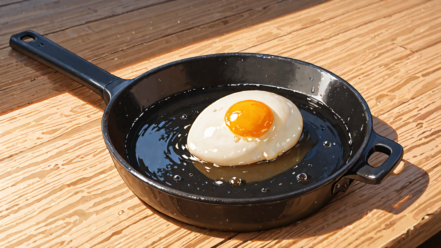 目玉焼き 蓋 水 パリパリのイメージ画像