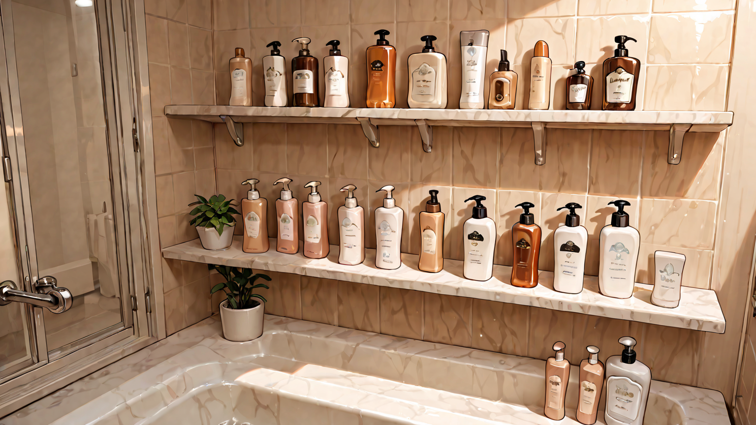 複数の保湿クリームやローションのボトル