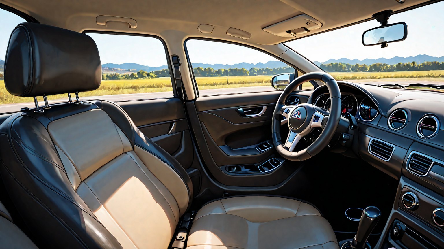 車内のハンドルが直射日光で熱くなっている様子