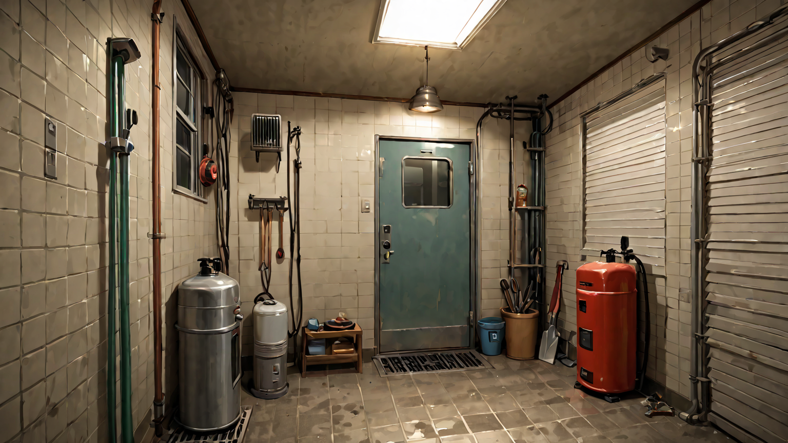 給湯器のメンテナンスをする様子