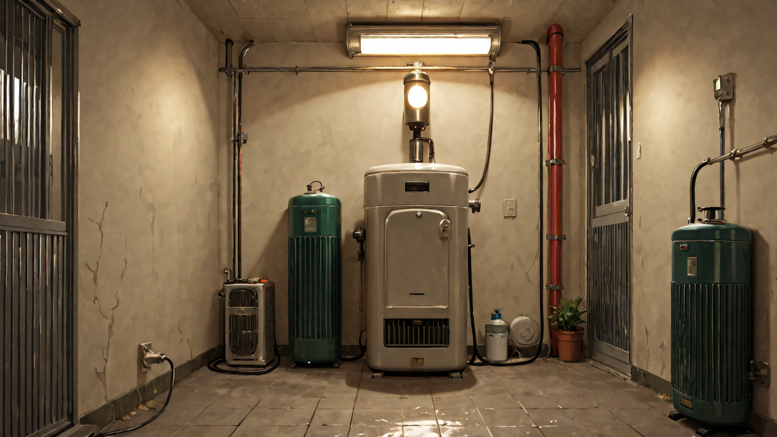 給湯器の点検を行う技術者