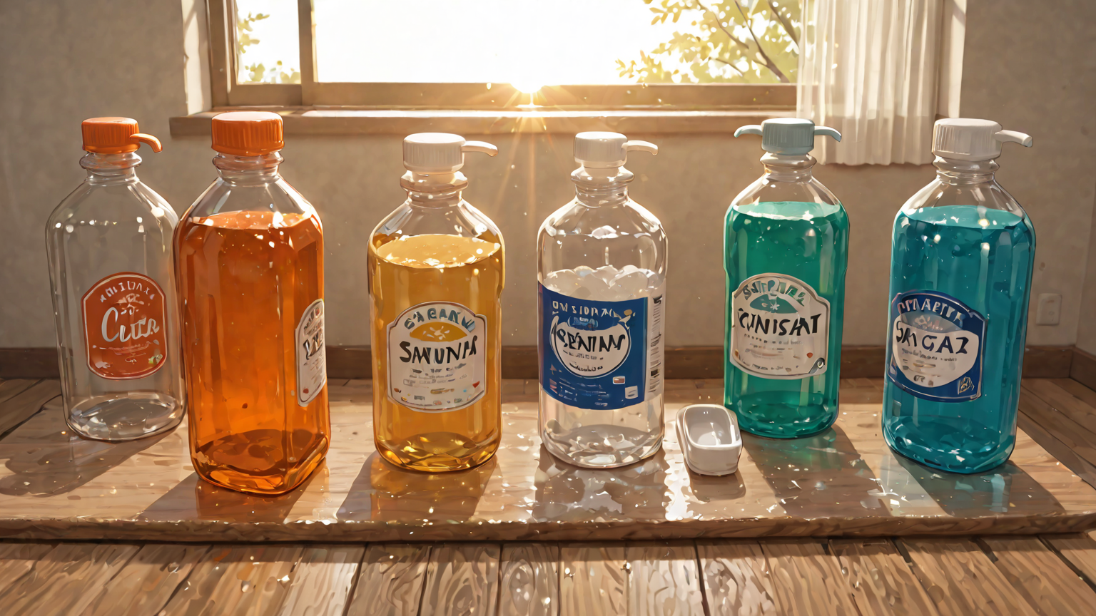 洗剤やスポンジなど掃除道具の写真