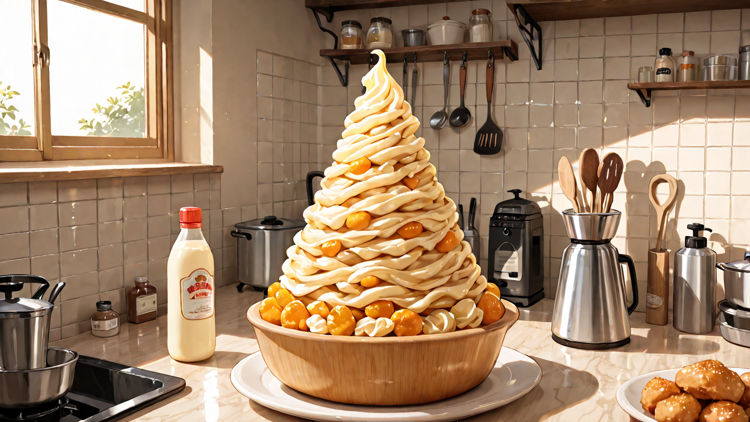 ミキサーでマヨネーズを復元しているイメージ