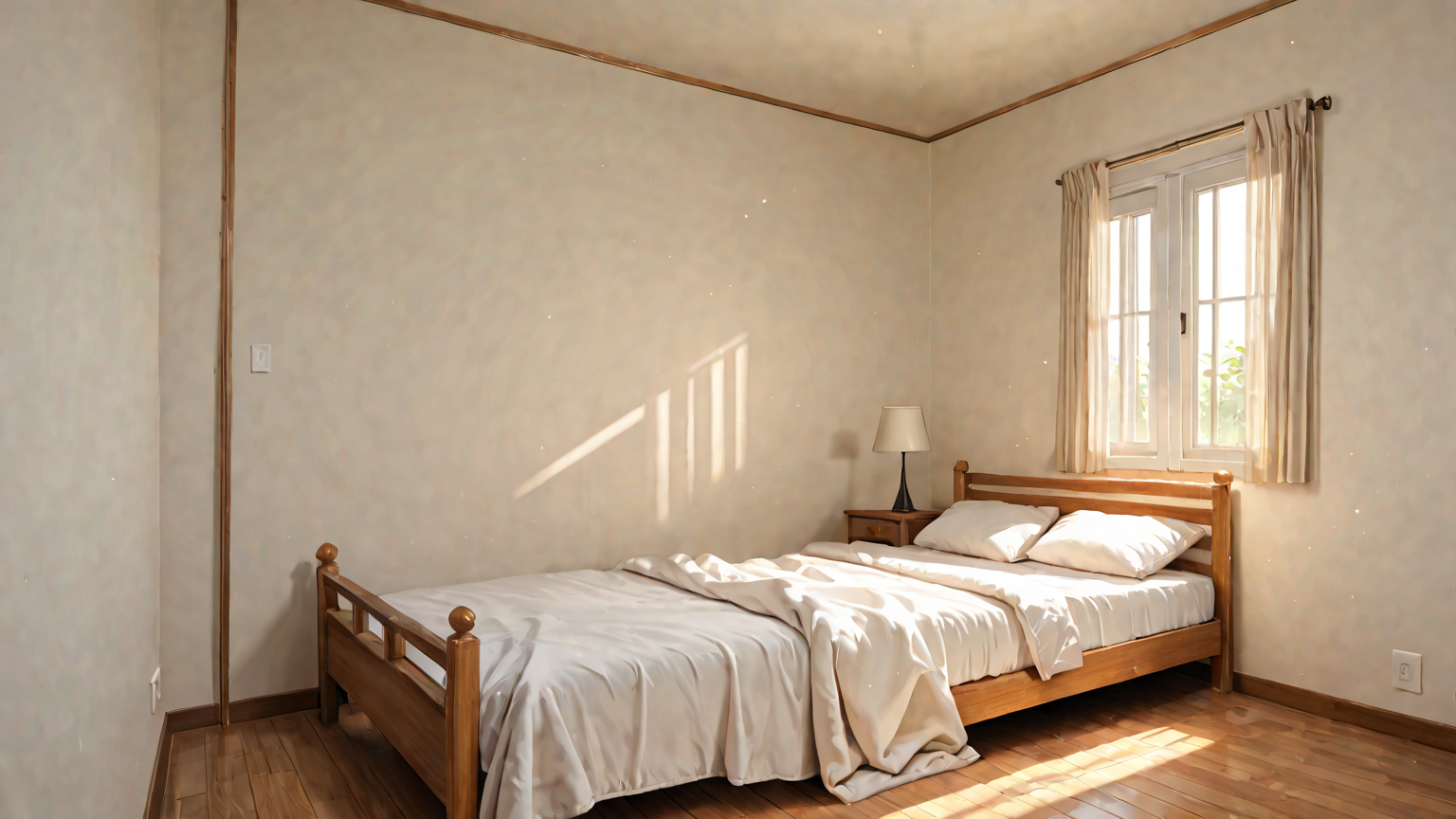 室内で布団を立てかける様子