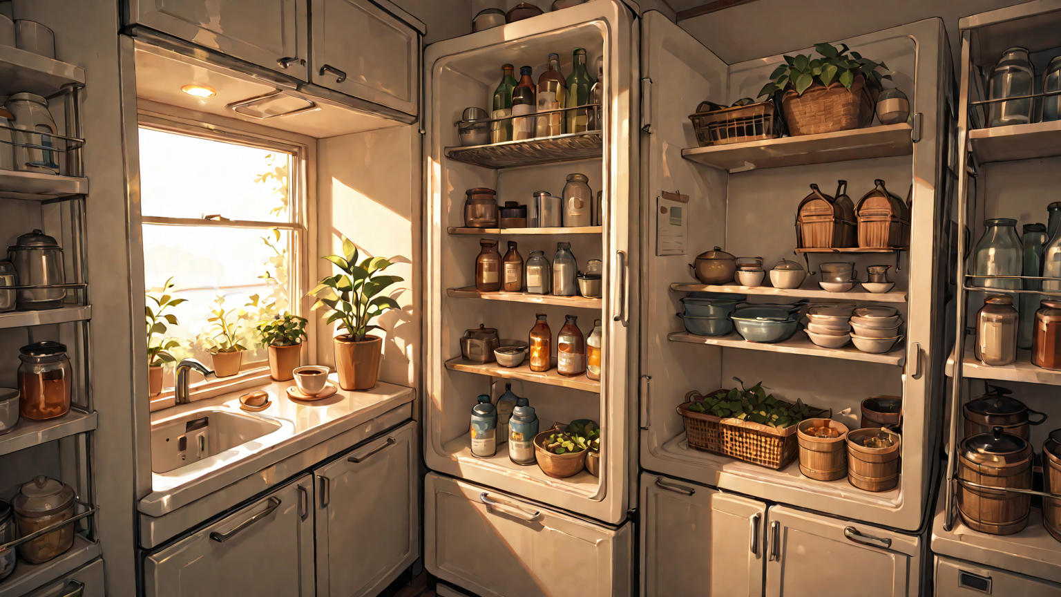 冷蔵庫内のお茶の保存容器