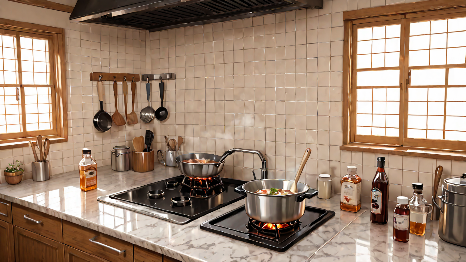 手順に沿って醤油を保存する様子