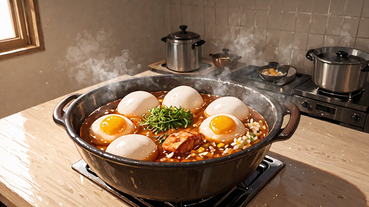 温泉卵の温度管理イメージ