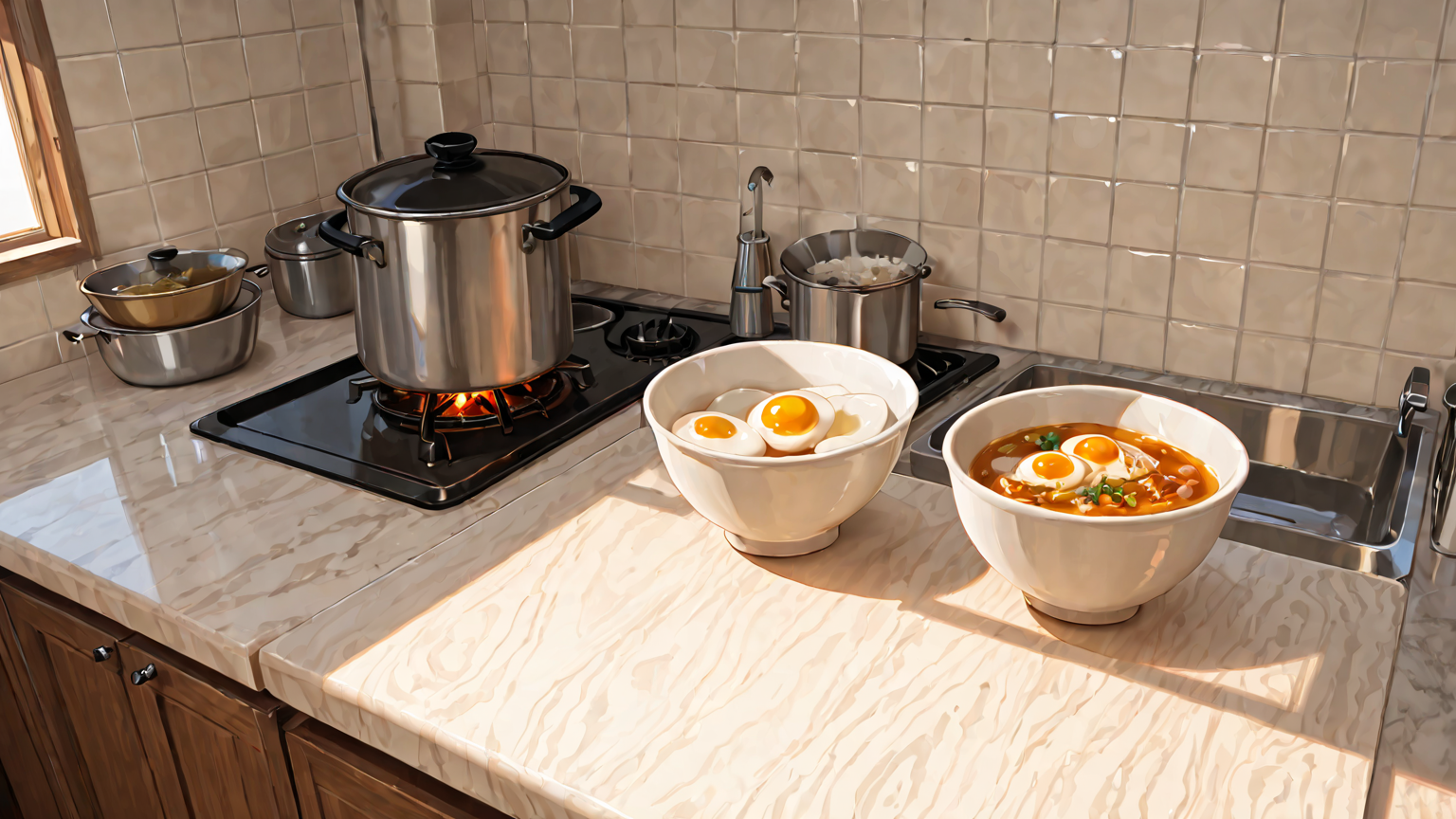 温泉卵の作り方手順イメージ