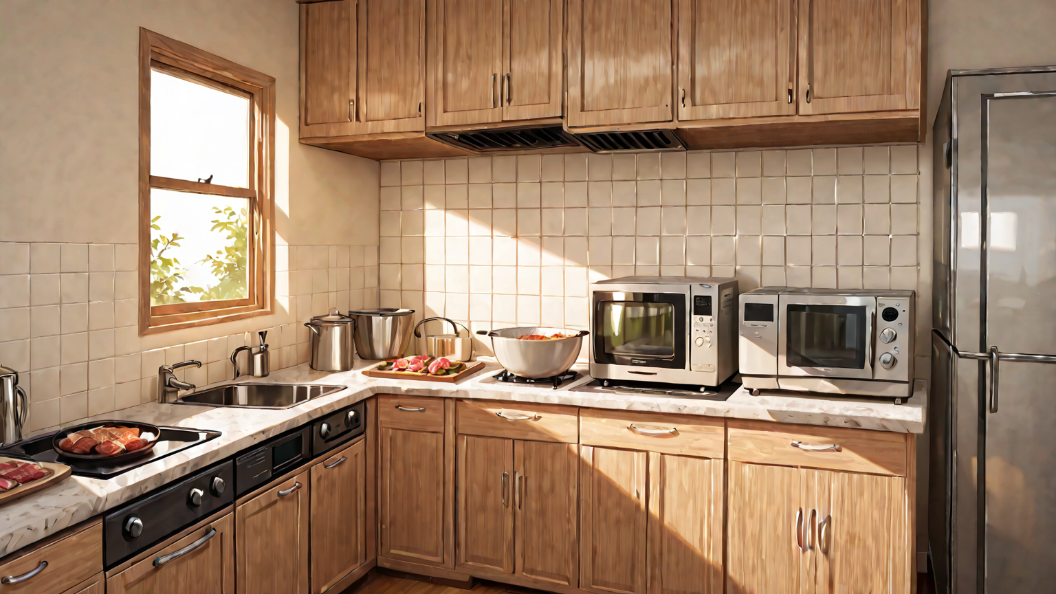 電子レンジで解凍中のひき肉