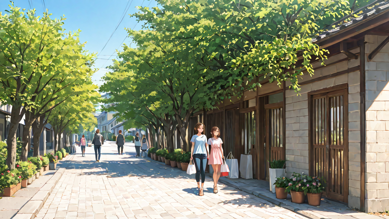 家族で買い物を楽しむ様子