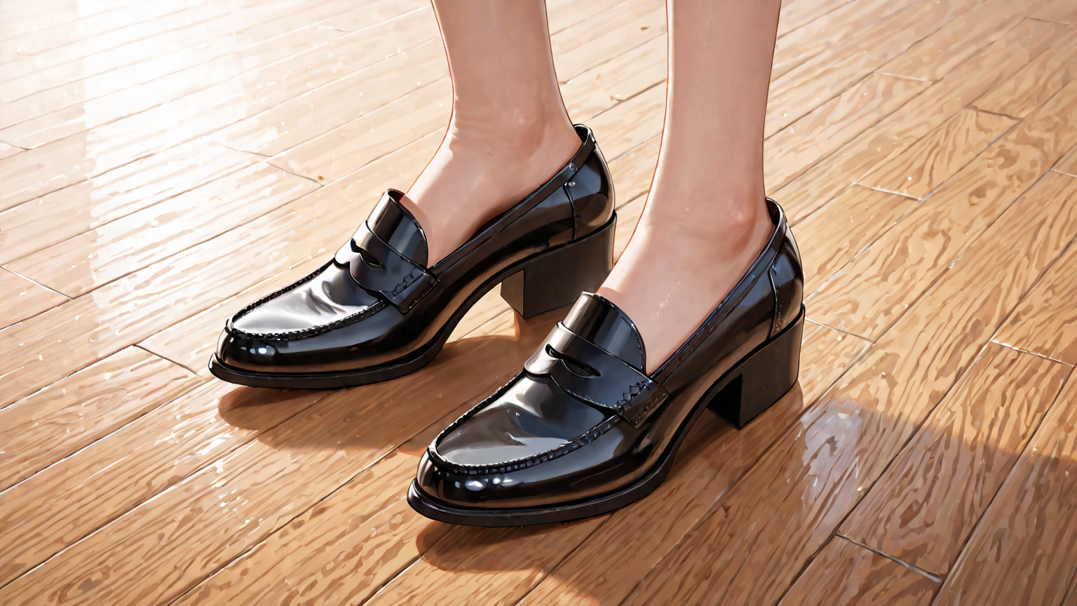 革靴の手入れをする人